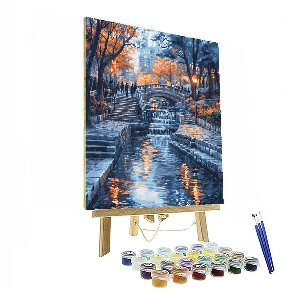 Cheonggyecheon Stream Evening Seoul South Korea Painting by numbers kit