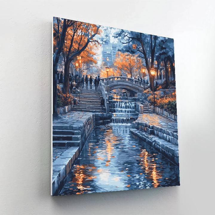 Cheonggyecheon Stream Evening Seoul South Korea Painting by numbers kit