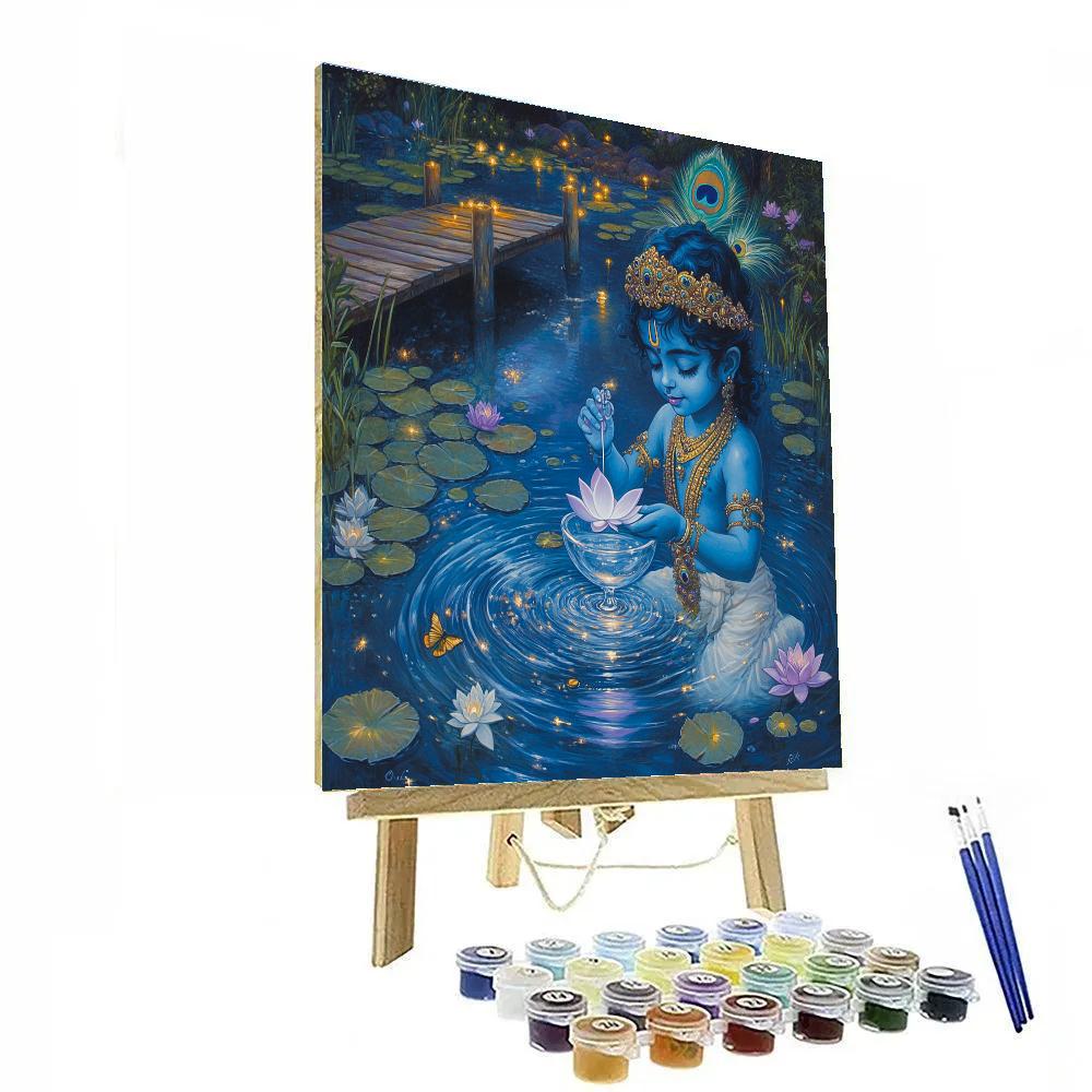Krishna And The Moonlit Lotus Laboratory painting number kit