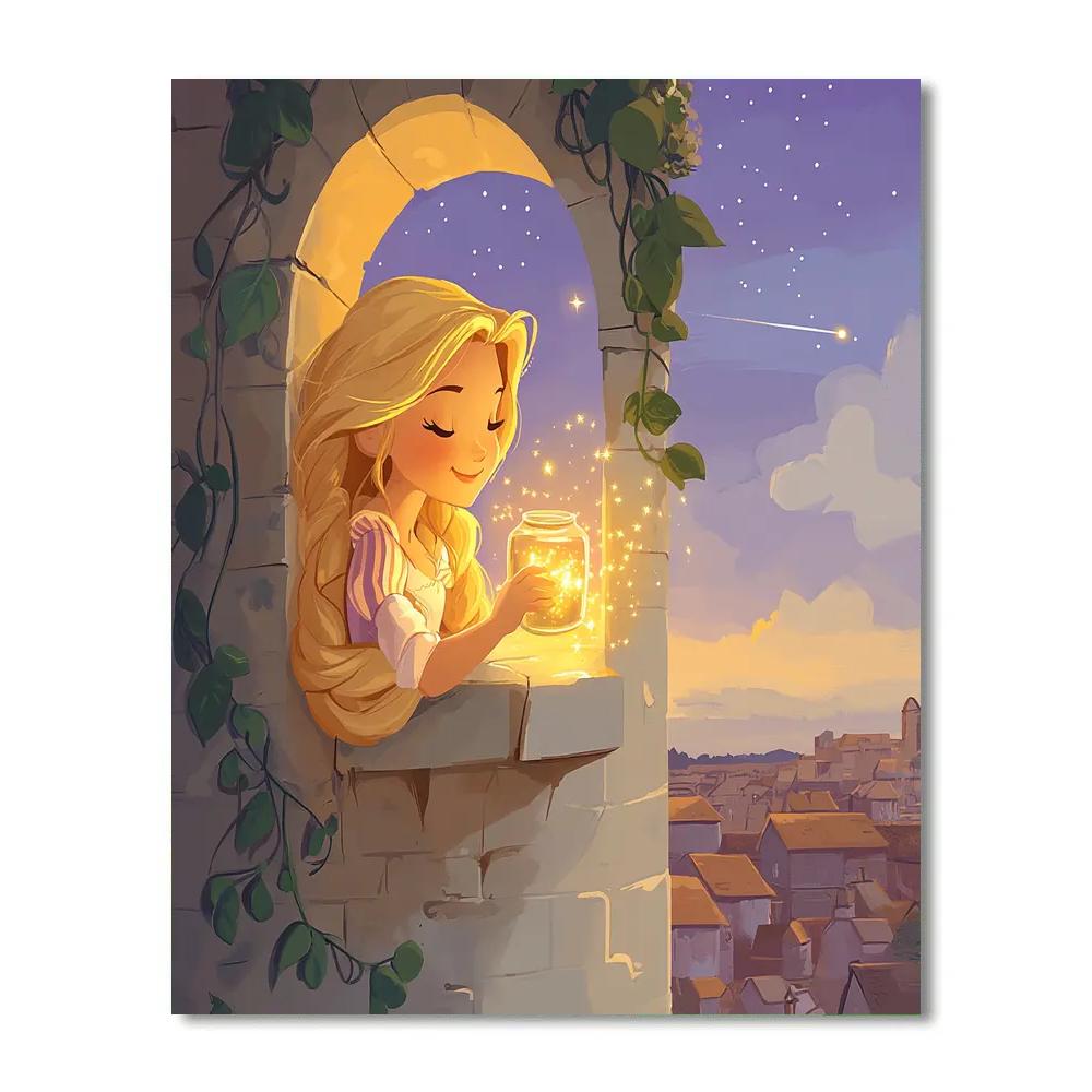 Rapunzel Tower Window Star Catching Disney Inspired Paint by numbers kits