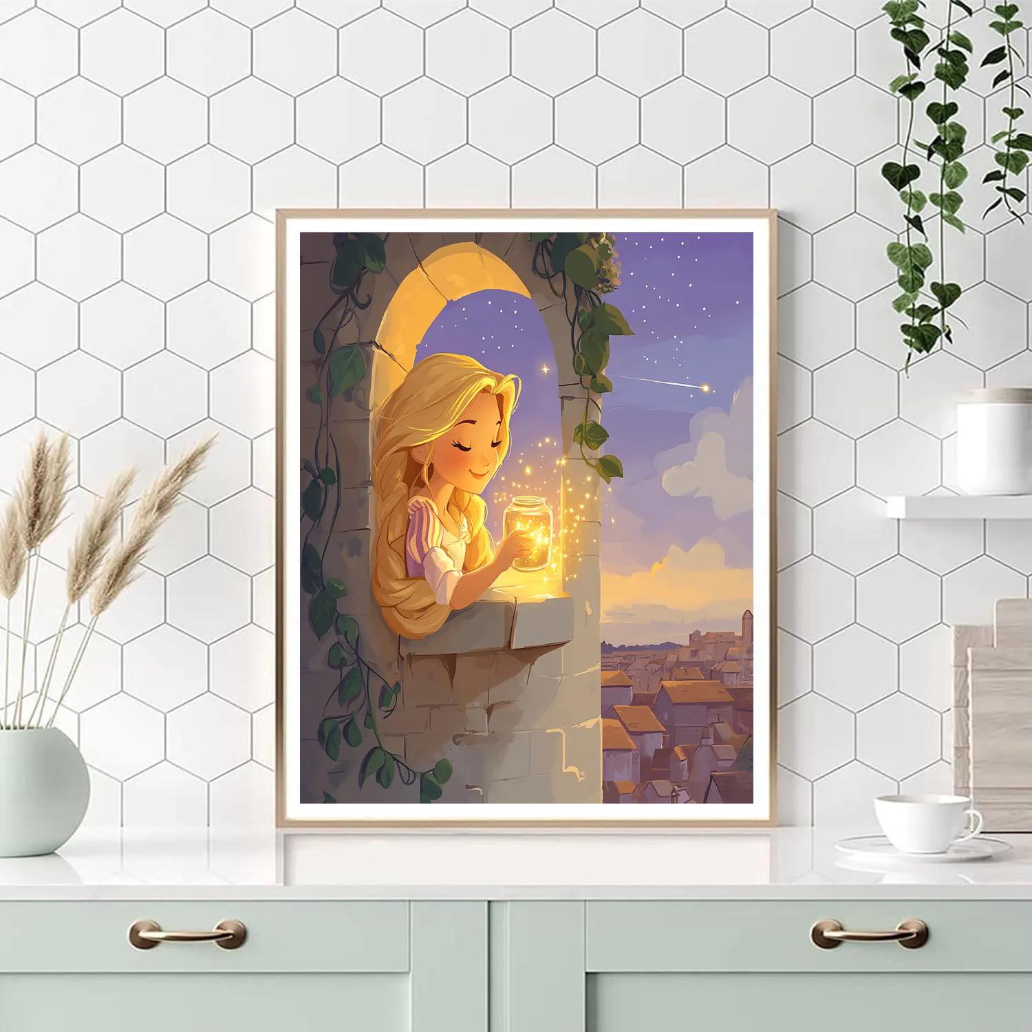Rapunzel Tower Window Star Catching Disney Inspired Paint by numbers kits