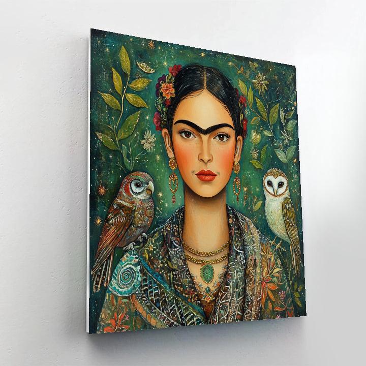 Frida Kahlo Inspired Portrait With Mythic Birds paint by numbers
