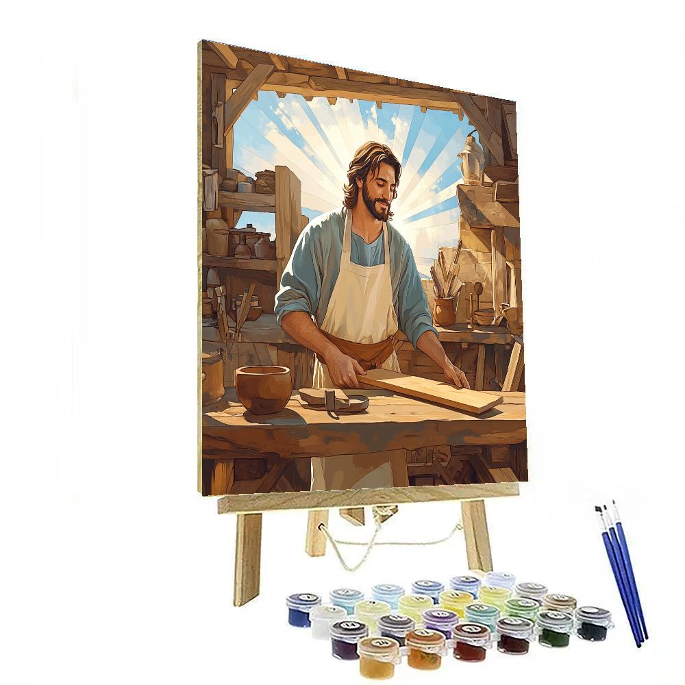 The Carpenter Bench With Jesus Light Numbered painting kits