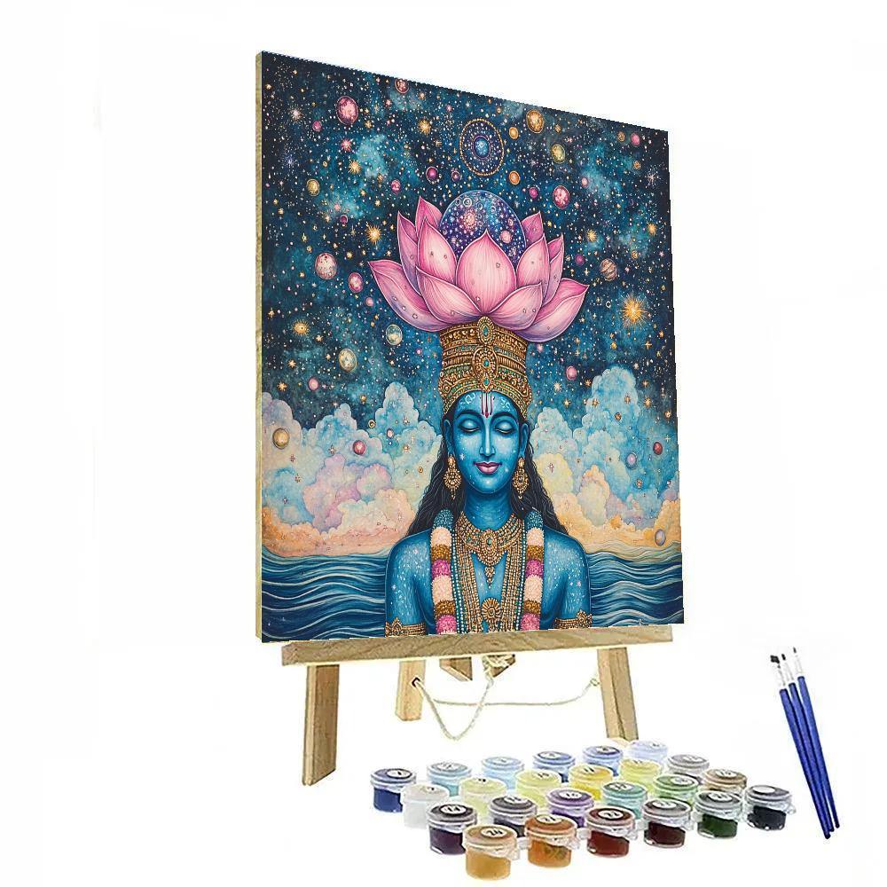 Vishnu Holding The Universe Lotus Number painting