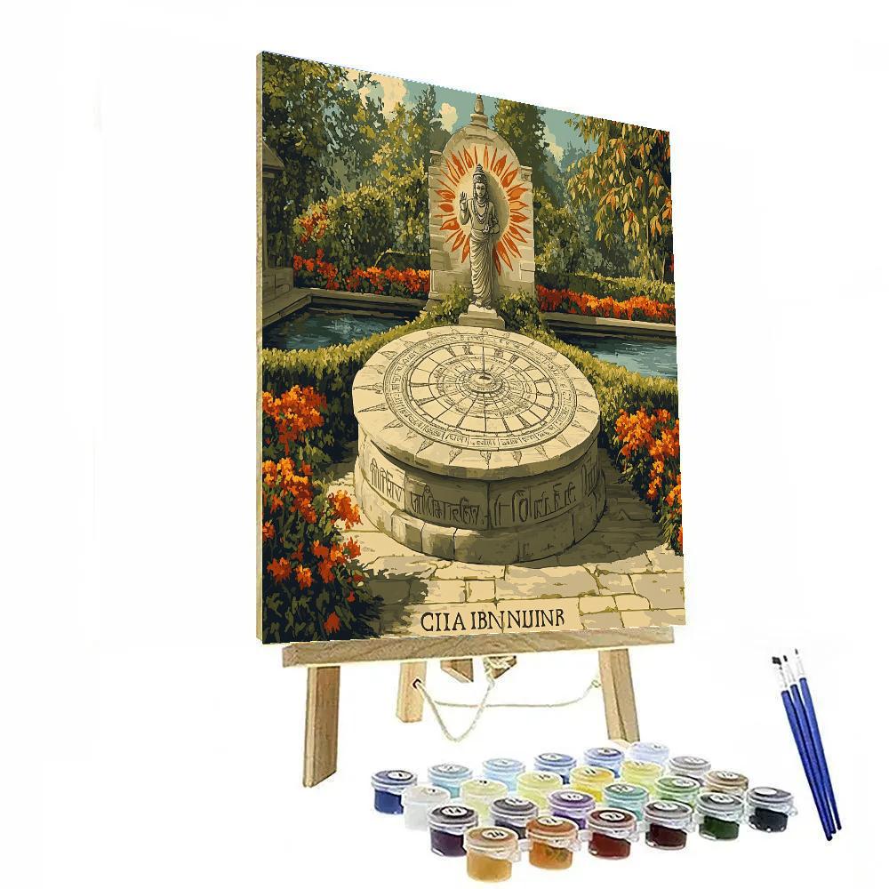 Garden Courtyard With Brahma Sundial Paint by numbers kits