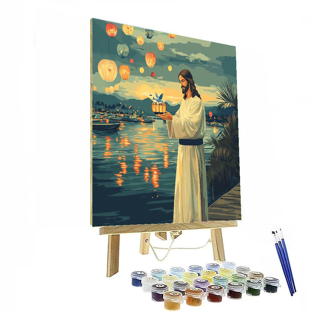 Jesus In Lantern Festival Harbor Paint by numbers kits