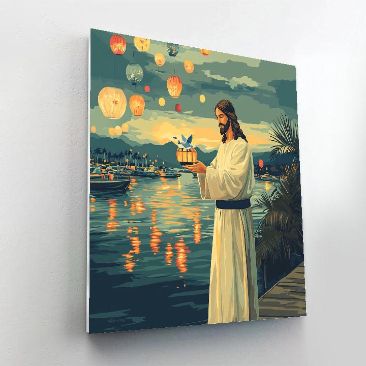 Jesus In Lantern Festival Harbor Paint by numbers kits