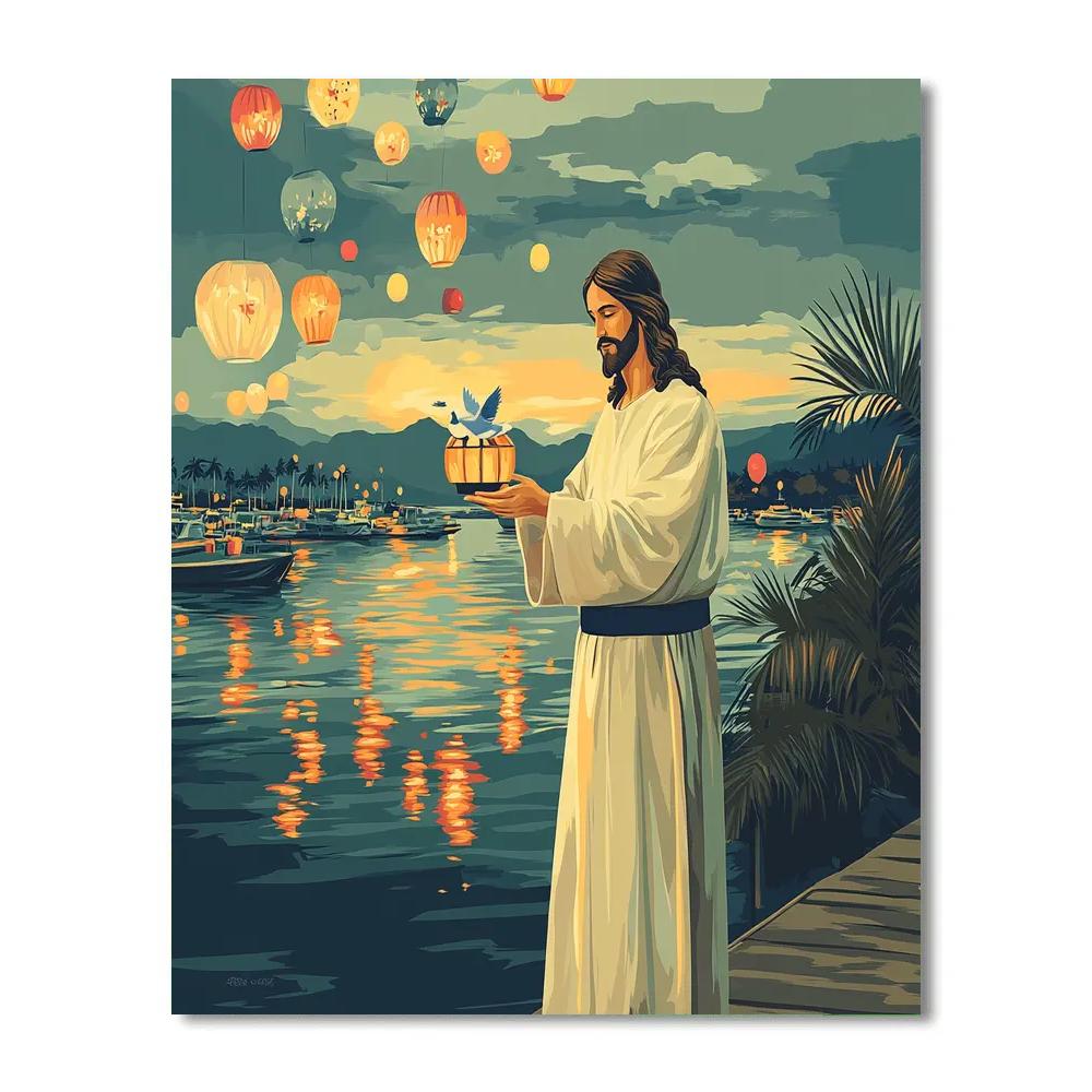 Jesus In Lantern Festival Harbor Paint by numbers kits