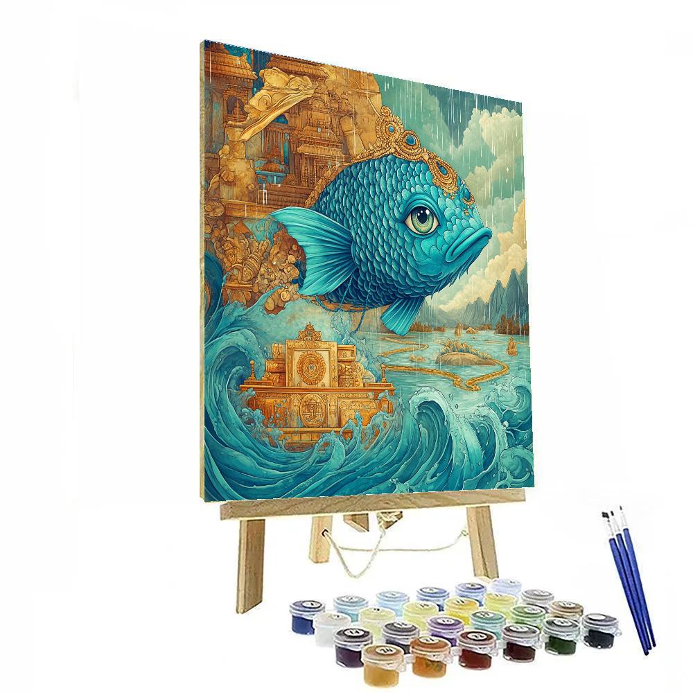 Matsya Avatar Guiding The Sacred Ark Paint by numbers kits