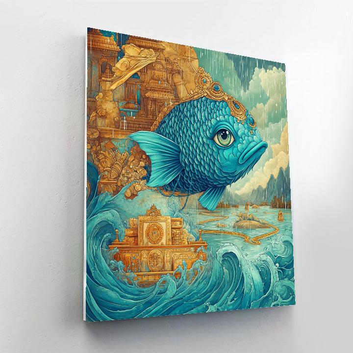 Matsya Avatar Guiding The Sacred Ark Paint by numbers kits