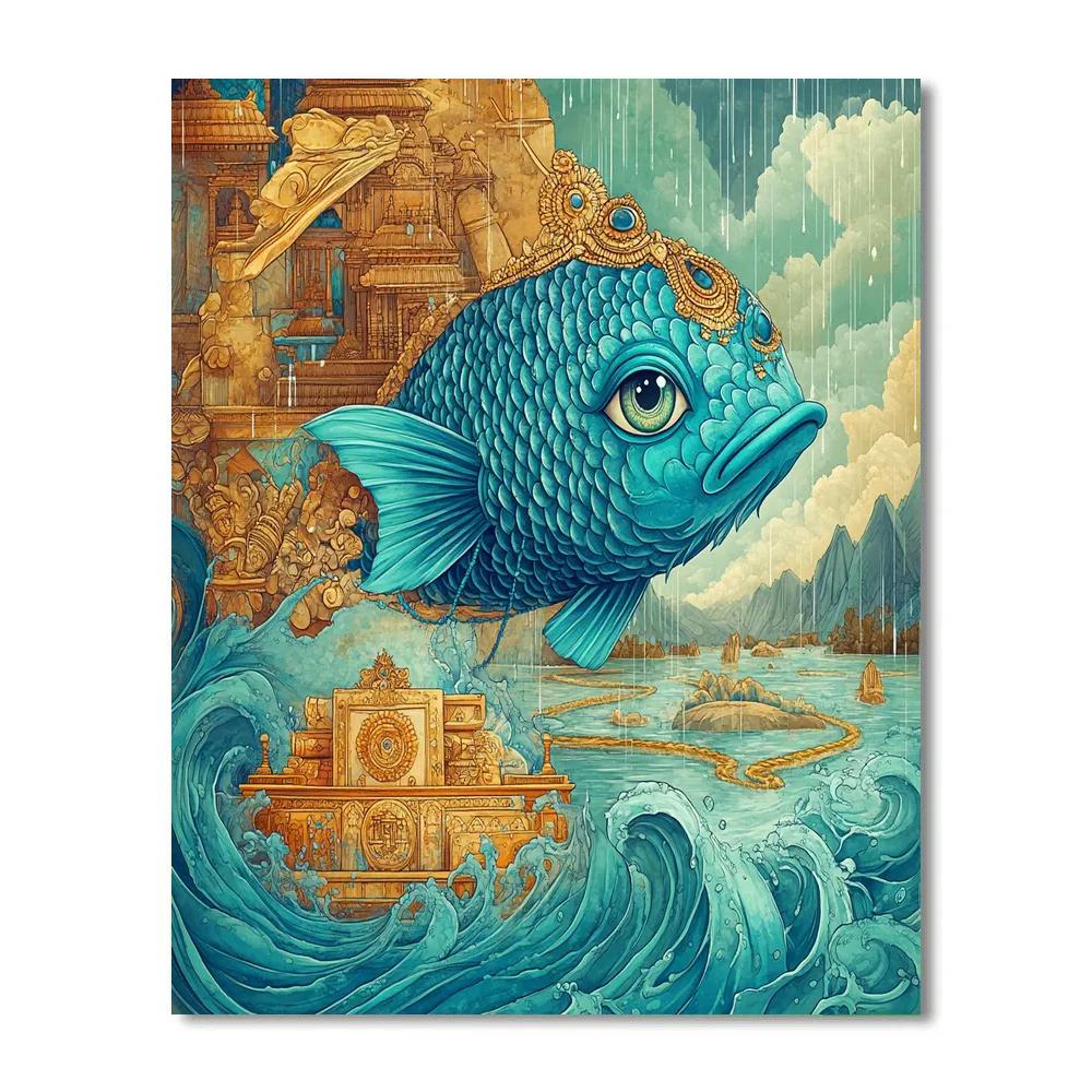 Matsya Avatar Guiding The Sacred Ark Paint by numbers kits