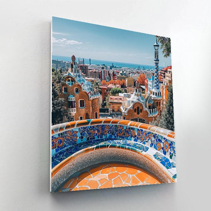 Park Guell Terrace View Barcelona Spain Number painting