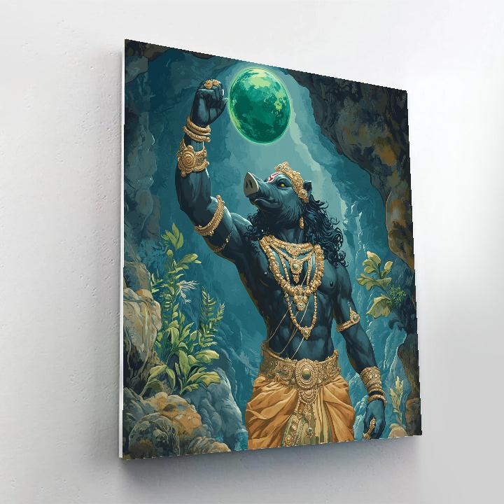 Varaha Lifting The Earth From The Deep Paint by numbers art