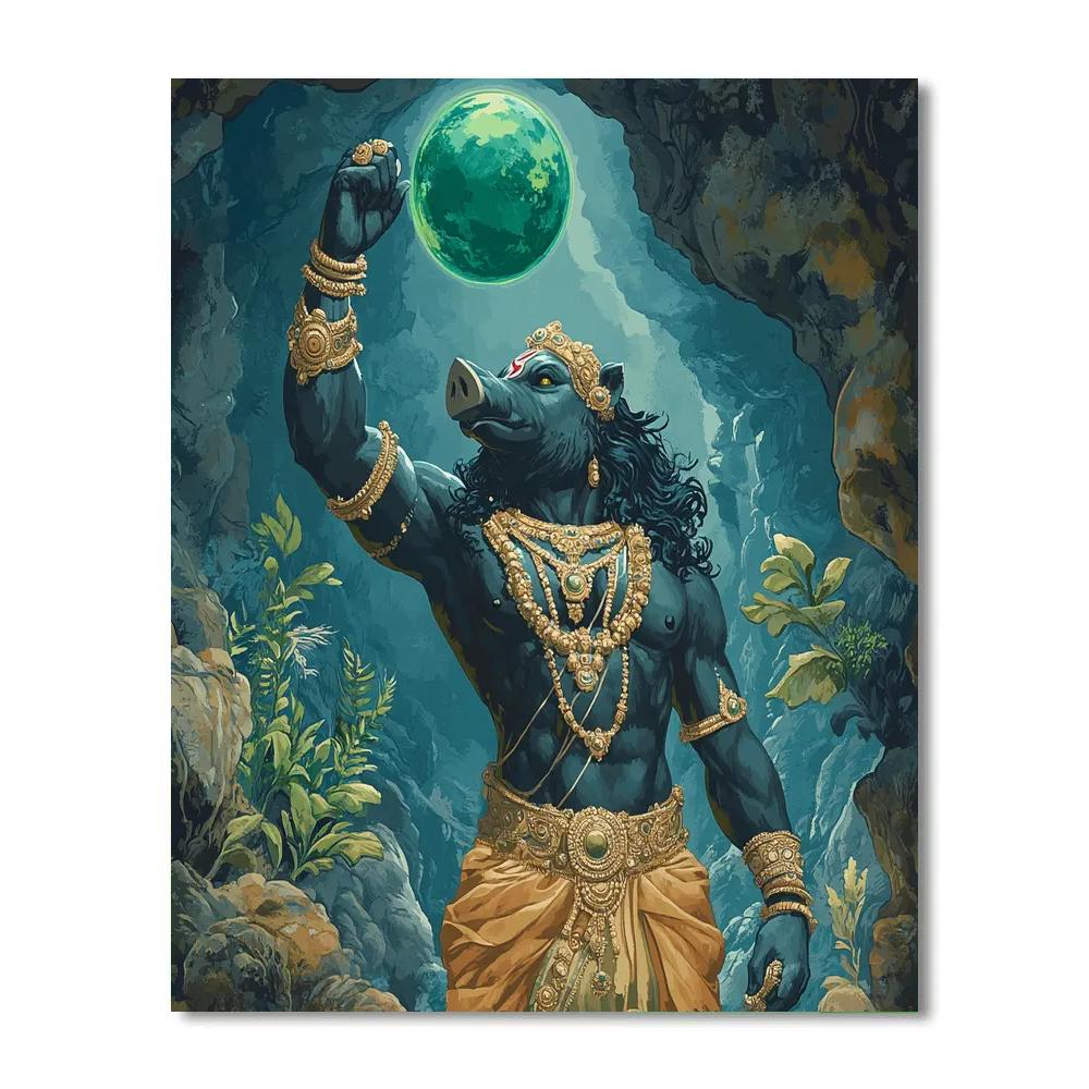 Varaha Lifting The Earth From The Deep Paint by numbers art