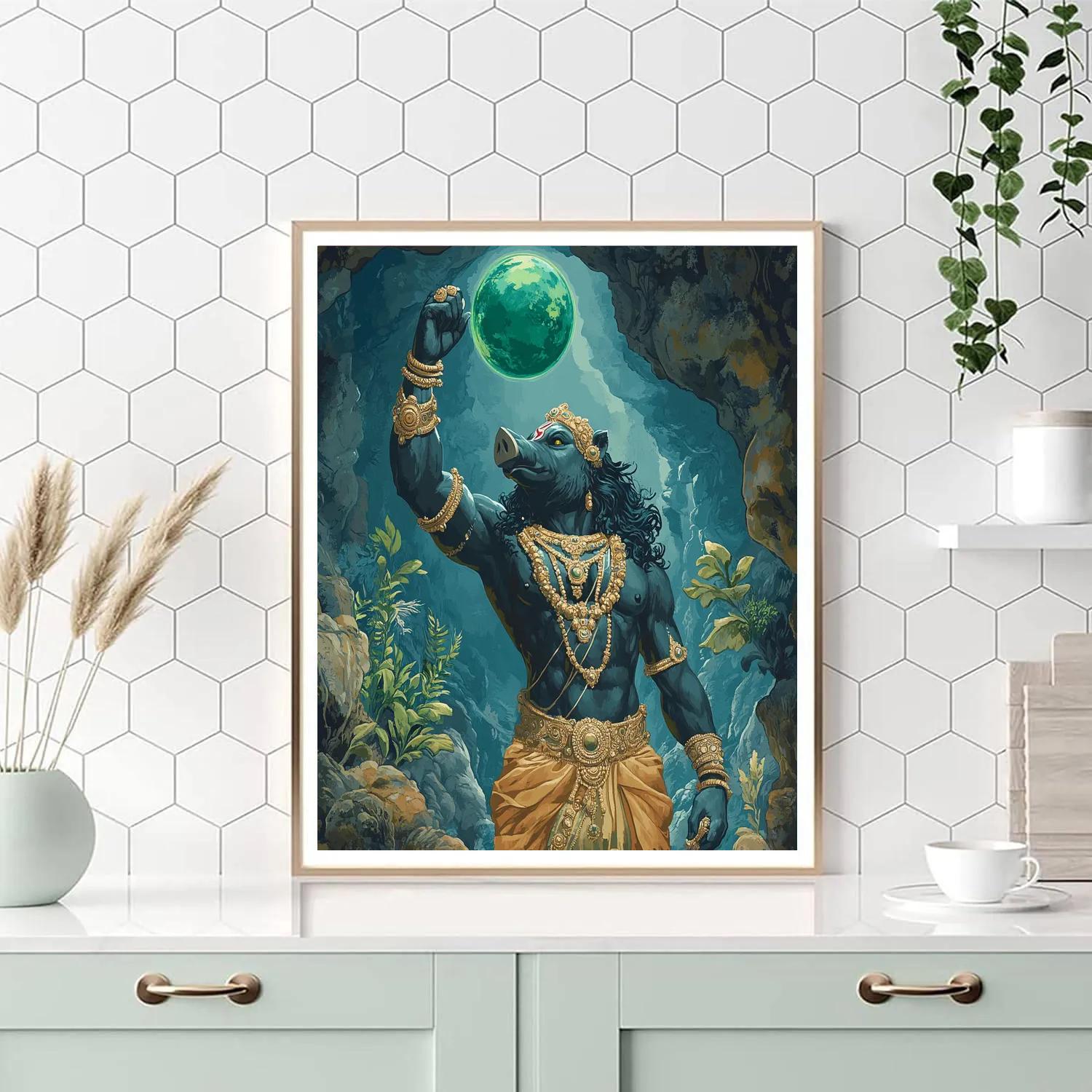 Varaha Lifting The Earth From The Deep Paint by numbers art