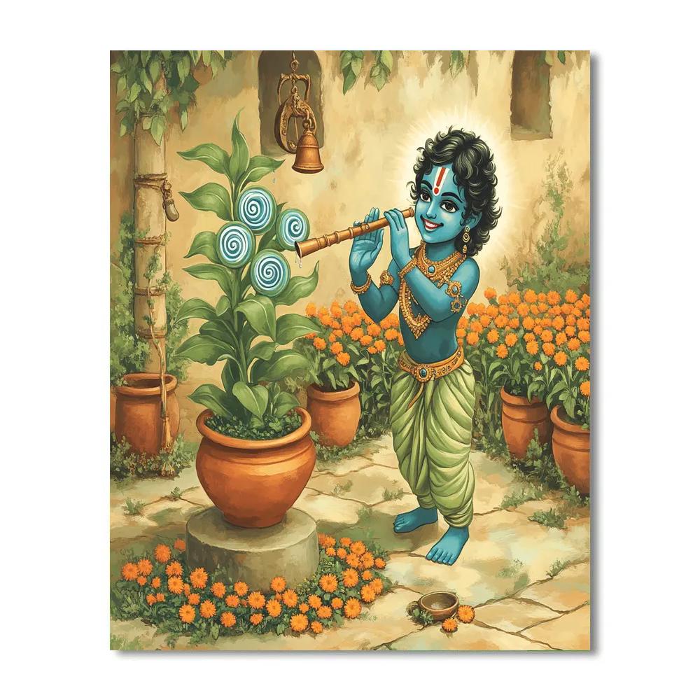 Krishna And The Garden Of Talking Tulsi Spirals Paint by numbers art