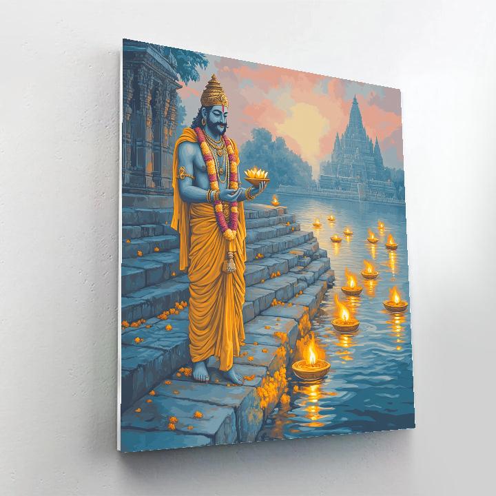 River Ghat Ritual With Brahma Presence Paint by numbers art