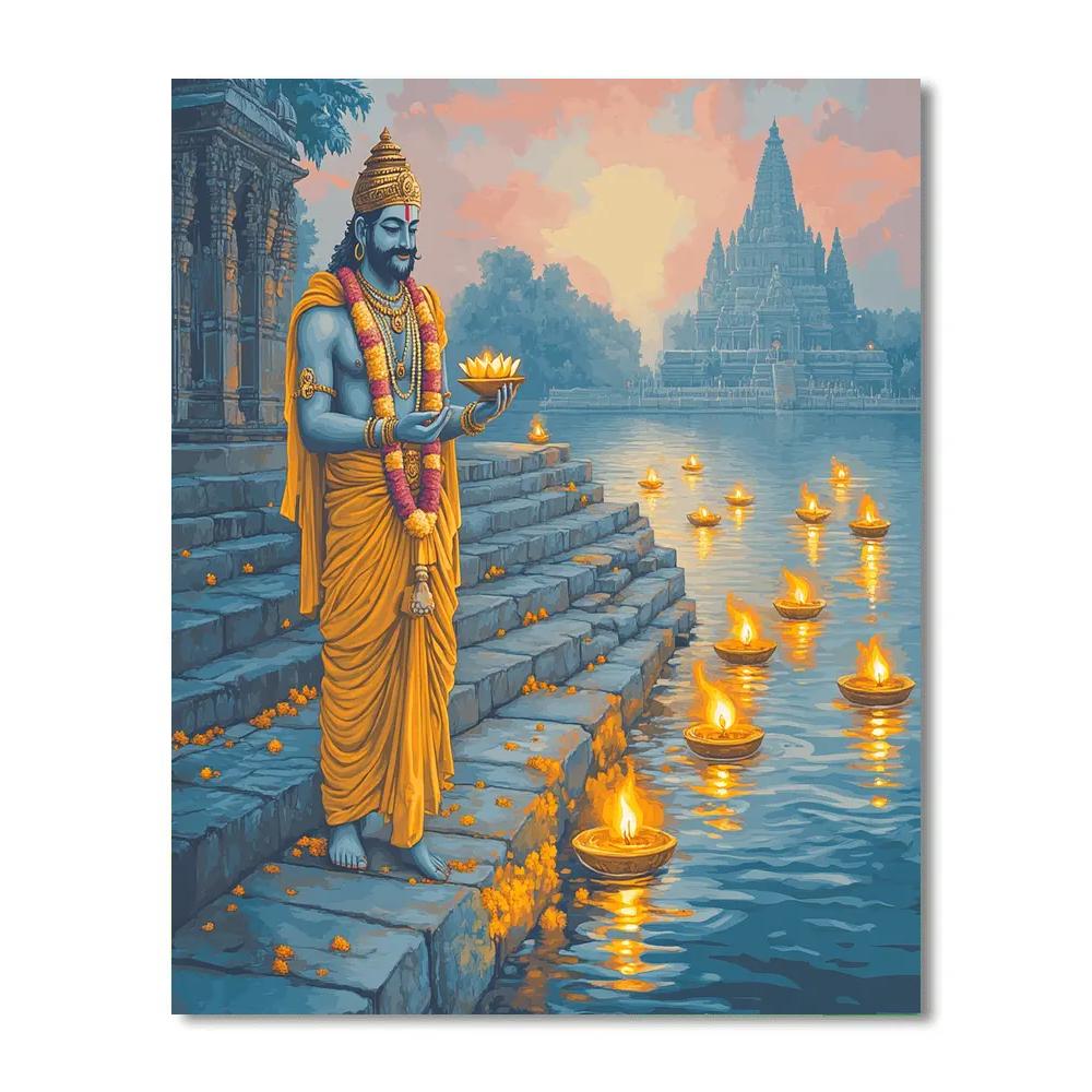 River Ghat Ritual With Brahma Presence Paint by numbers art