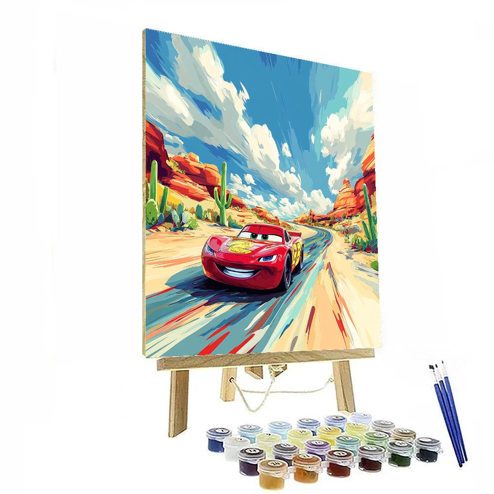 Lightning McQueen Desert Cactus Sprint Disney Inspired painting number kit