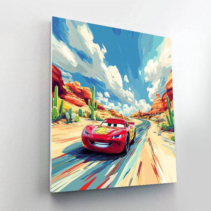 Lightning McQueen Desert Cactus Sprint Disney Inspired painting number kit