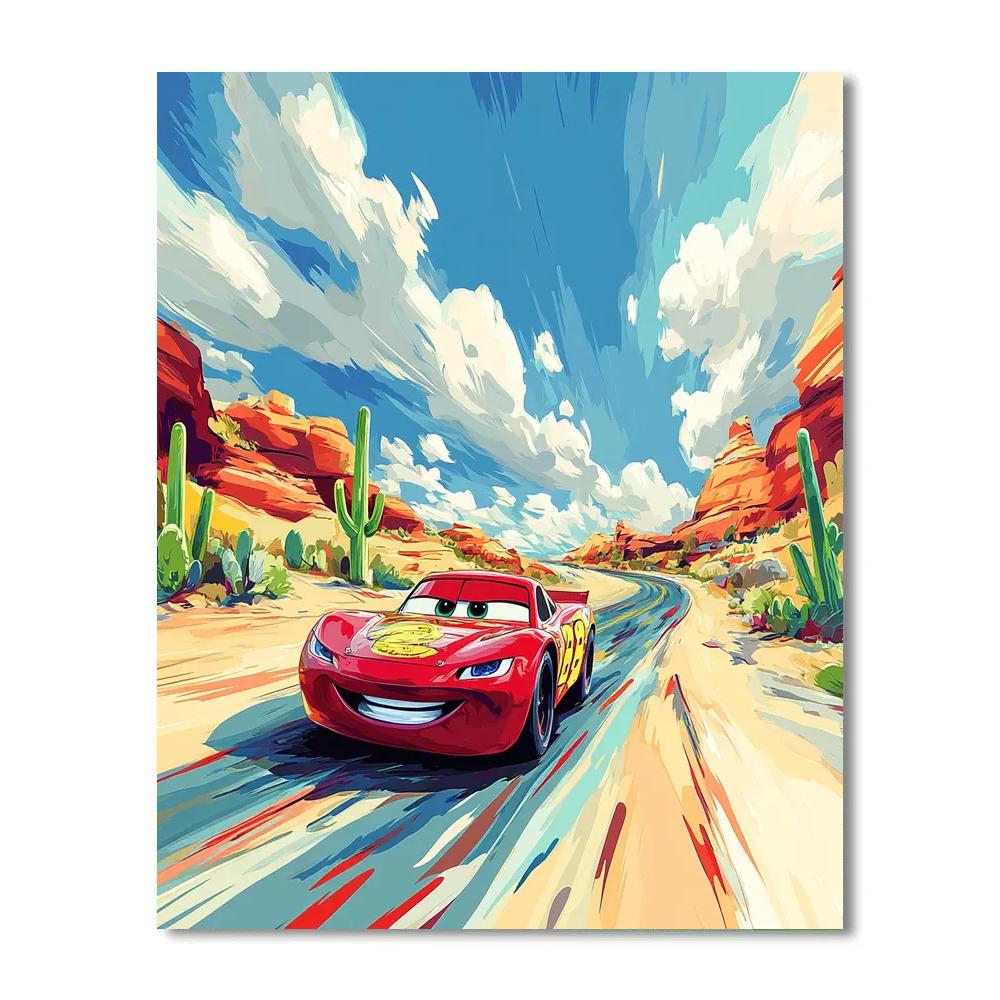 Lightning McQueen Desert Cactus Sprint Disney Inspired painting number kit