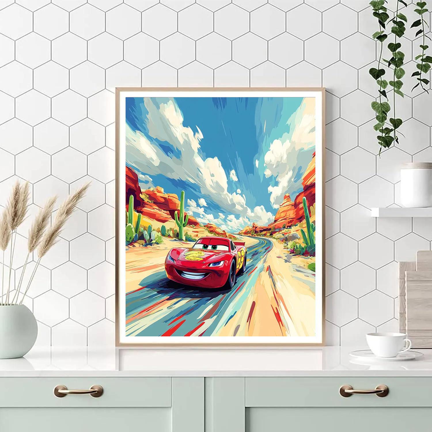 Lightning McQueen Desert Cactus Sprint Disney Inspired painting number kit
