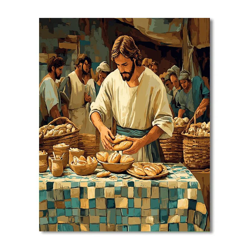 Jesus Bread And Fish Mosaic Table Numbered painting kits