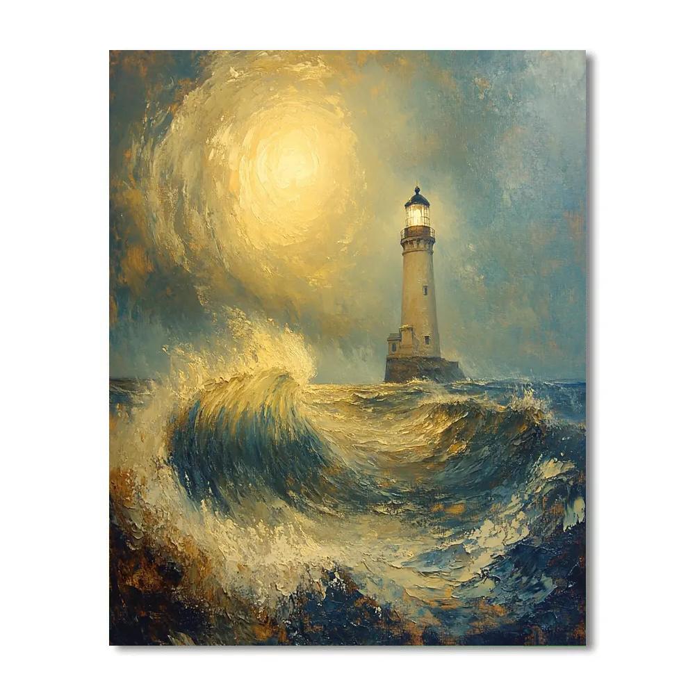 J M W Turner Inspired Lighthouse In Rainstorm paint by numbers