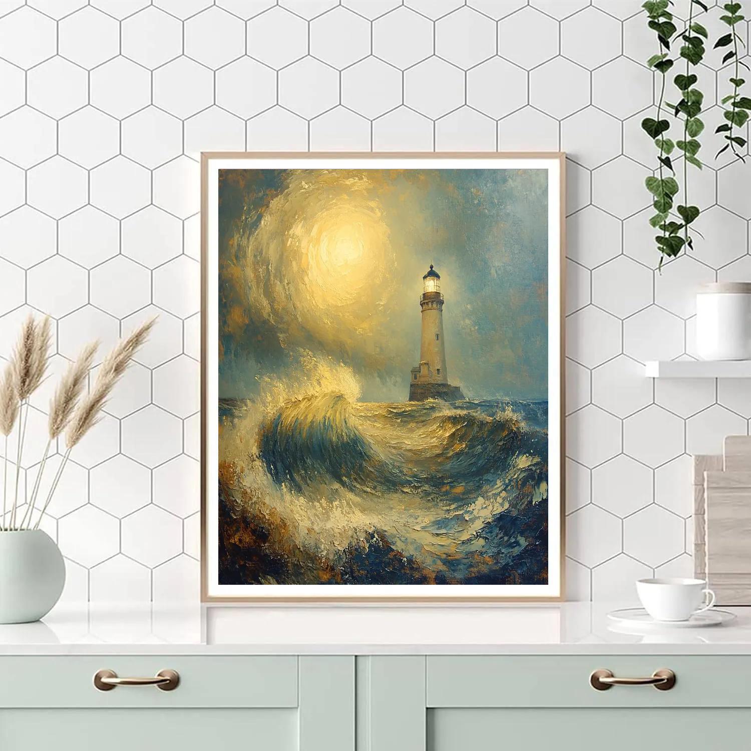 J M W Turner Inspired Lighthouse In Rainstorm paint by numbers