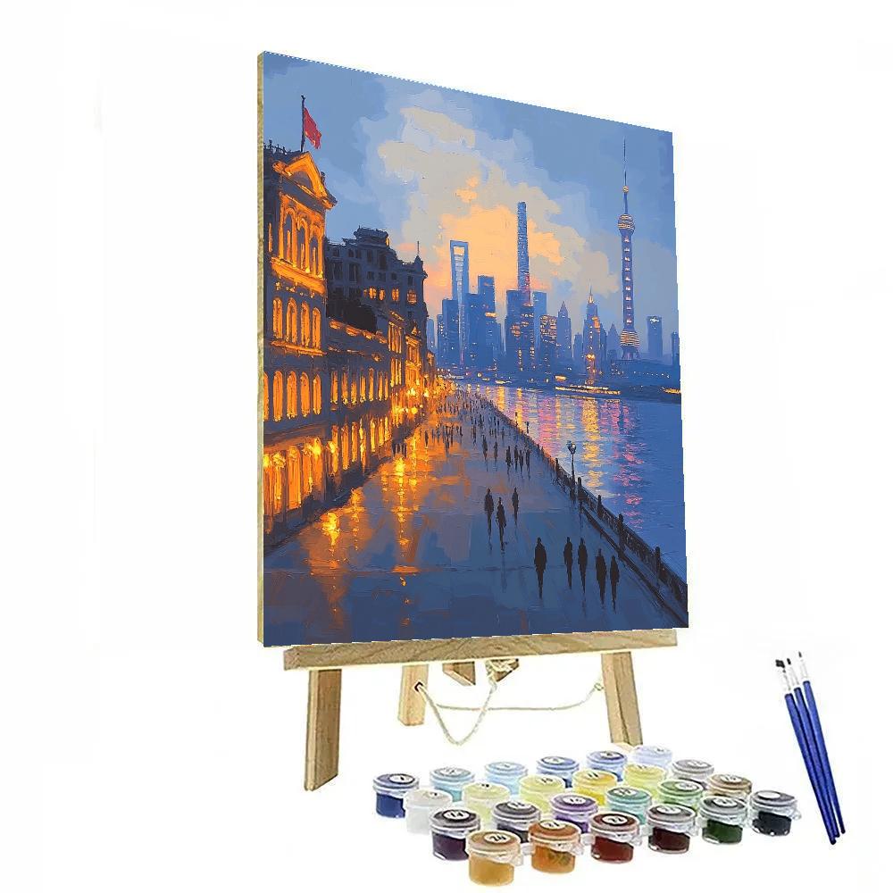 The Bund Riverside Skyline Shanghai China Number painting