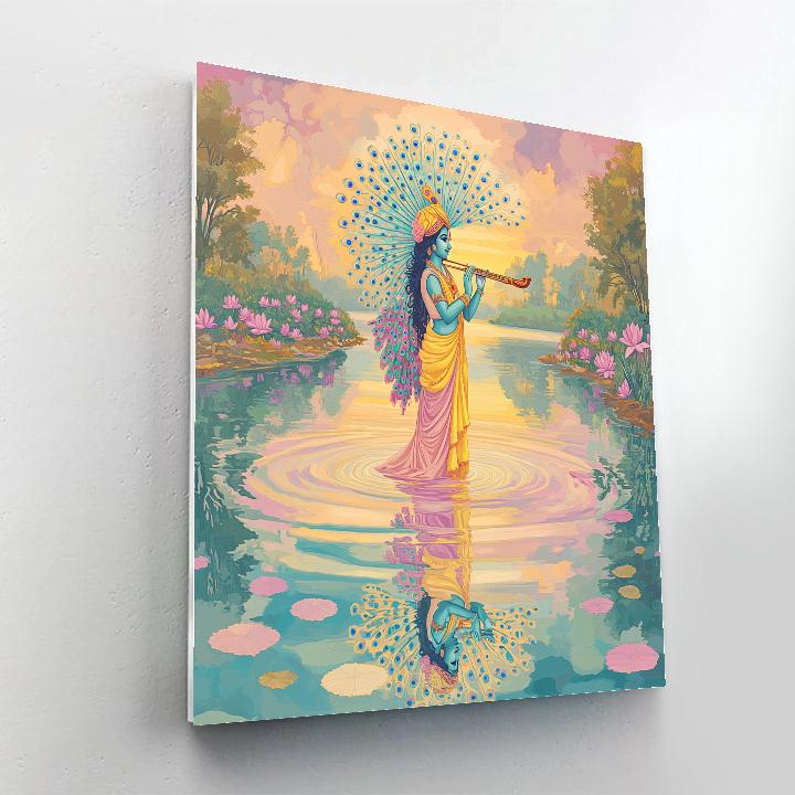 Krishna And The Mirror Lake Of Many Flutes paint by numbers