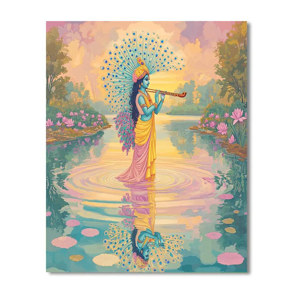 Krishna And The Mirror Lake Of Many Flutes paint by numbers