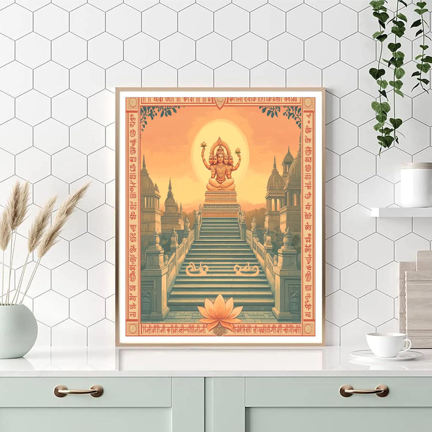Stairway Fresco, Brahma At Dawn Paint by numbers art