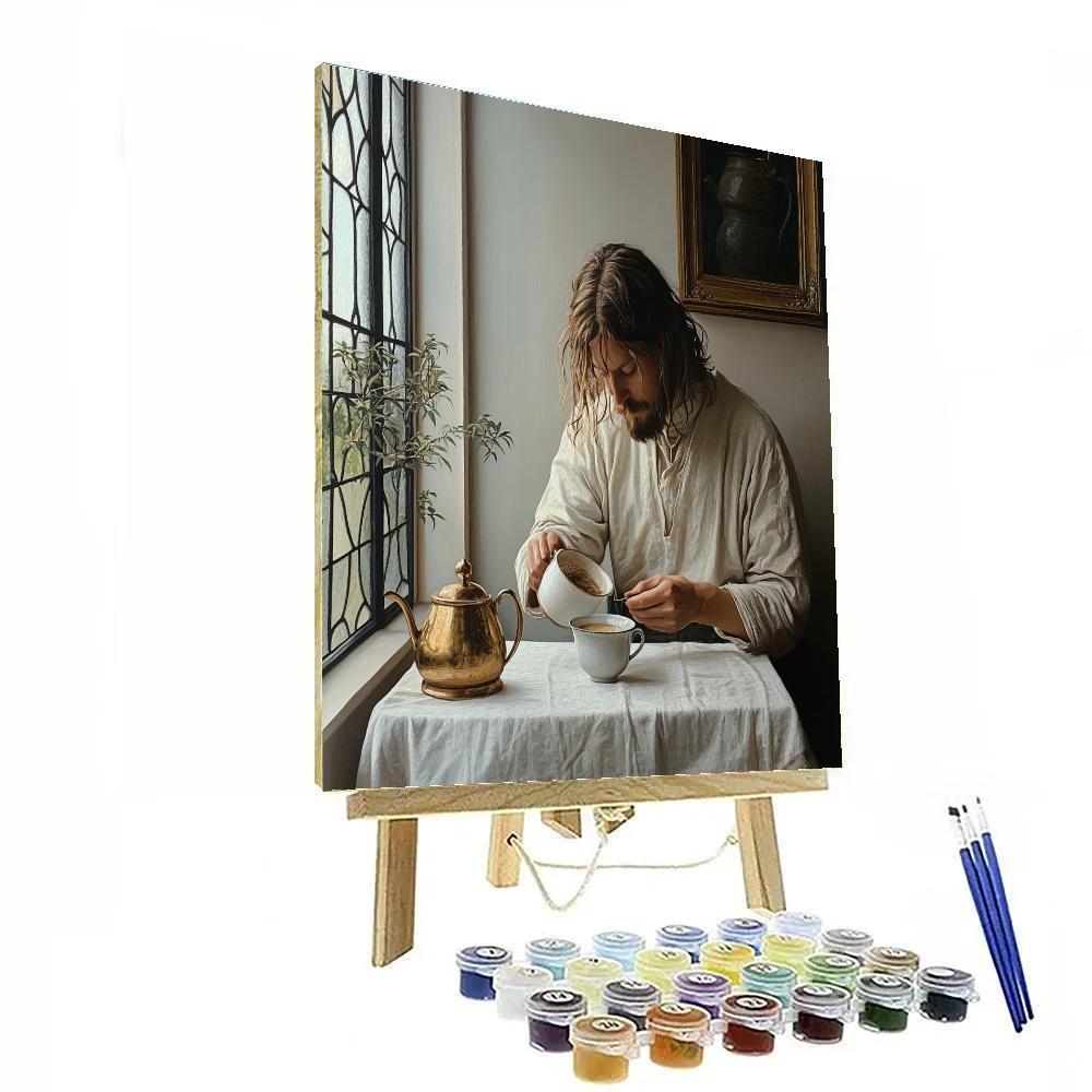 Johannes Vermeer Inspired Morning Coffee By Window Numbered painting kits