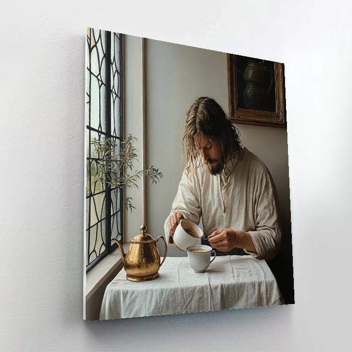 Johannes Vermeer Inspired Morning Coffee By Window Numbered painting kits