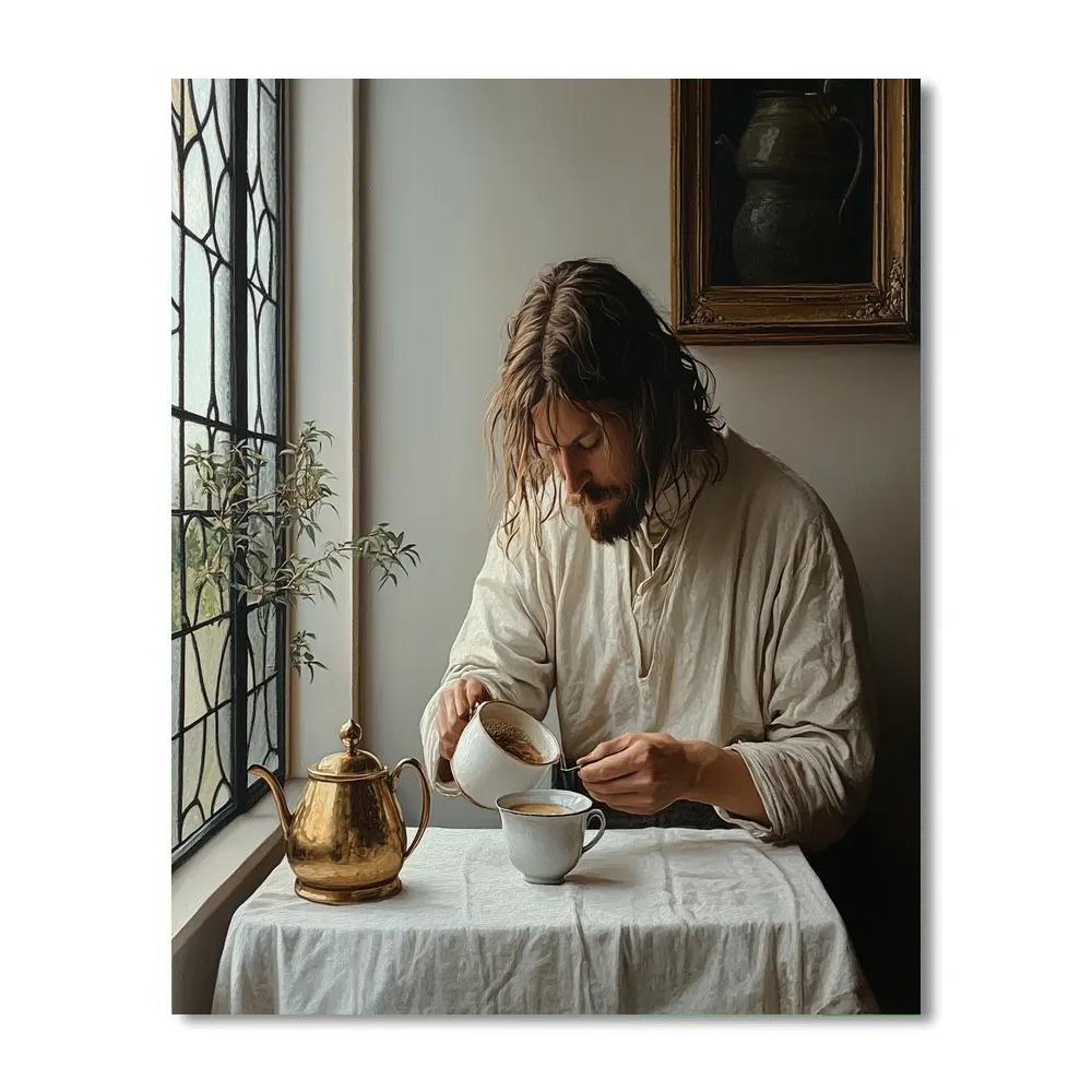 Johannes Vermeer Inspired Morning Coffee By Window Numbered painting kits