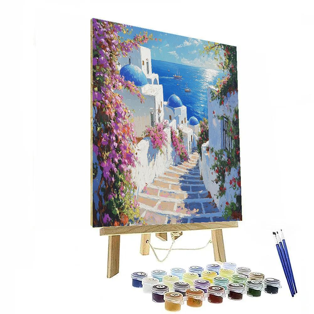 Oia Style Streetscape In Santorini Fira Greece Number painting