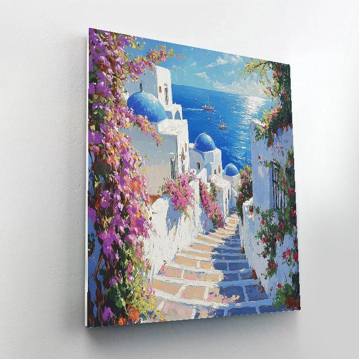 Oia Style Streetscape In Santorini Fira Greece Number painting