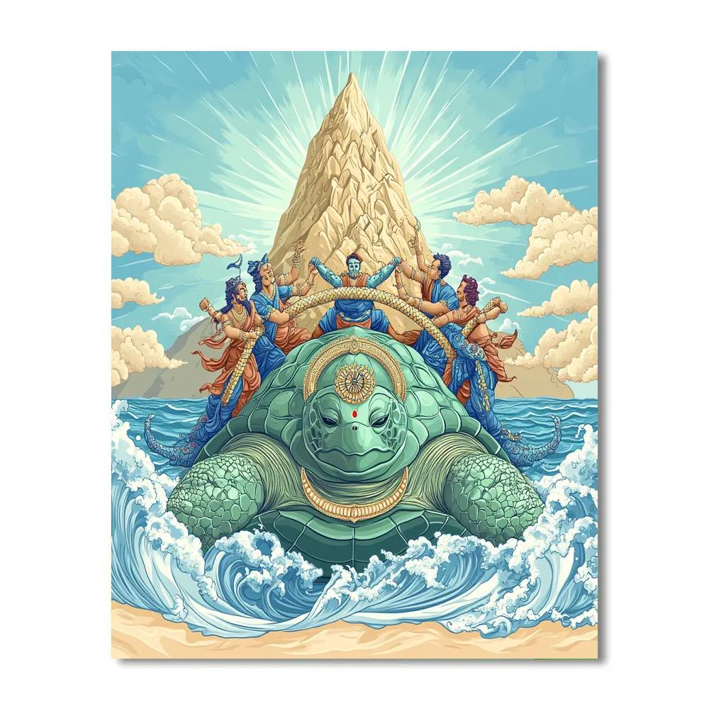 Kurma Supporting The Mandara Mountain Churn Paint by numbers art