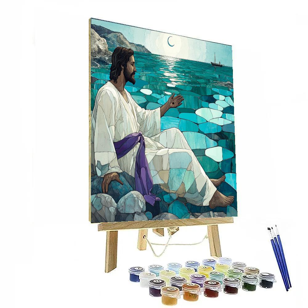 Jesus With Sea Of Glass Calm Numbered painting kits