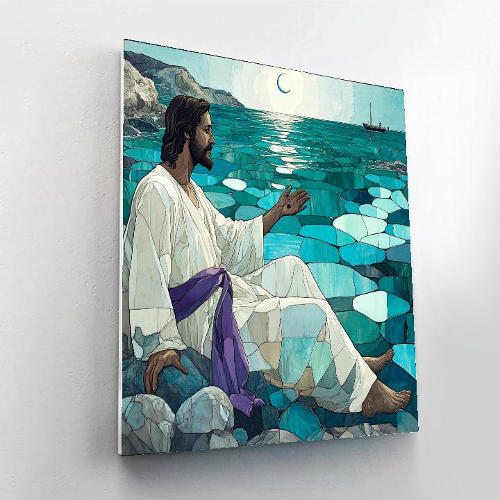 Jesus With Sea Of Glass Calm Numbered painting kits