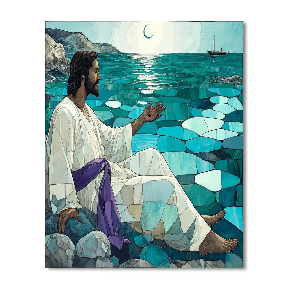 Jesus With Sea Of Glass Calm Numbered painting kits