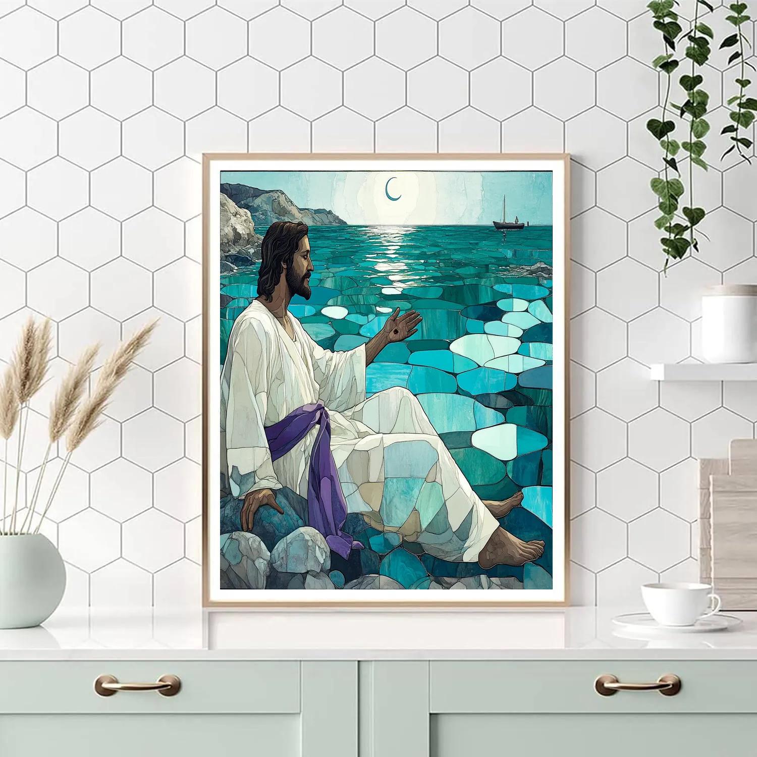 Jesus With Sea Of Glass Calm Numbered painting kits
