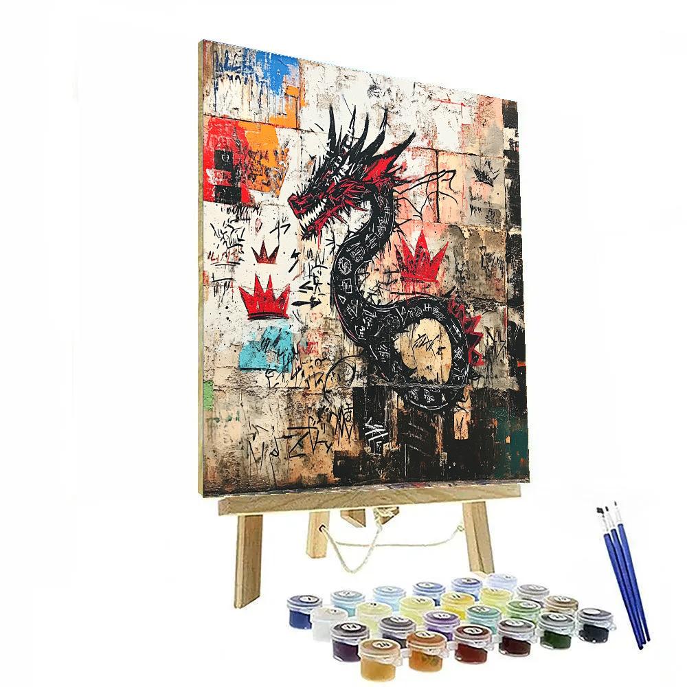 Jean Michel Basquiat Inspired Urban Dragon Graffiti Paint by numbers art