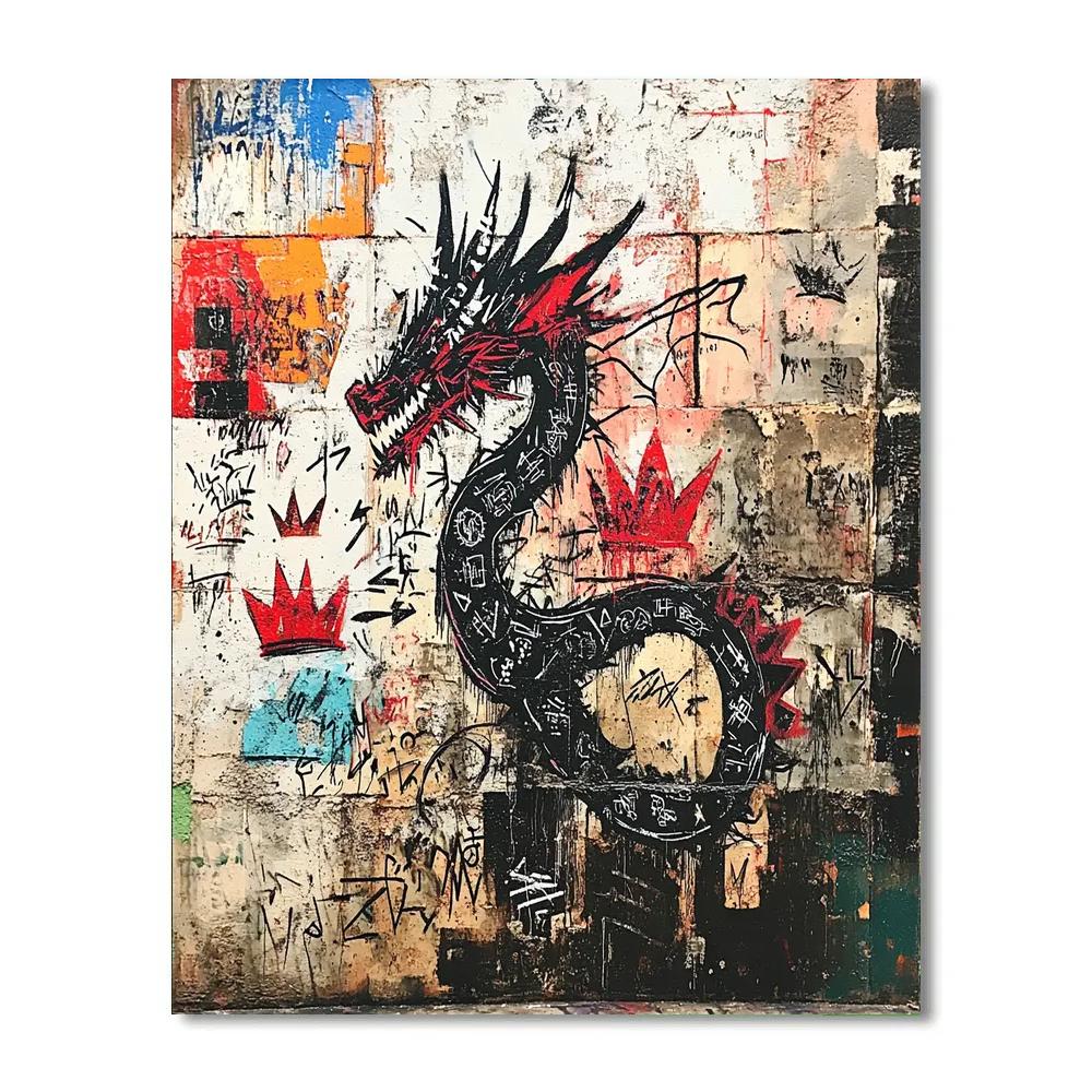 Jean Michel Basquiat Inspired Urban Dragon Graffiti Paint by numbers art