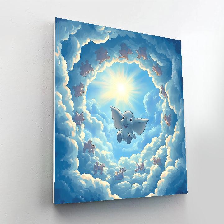 Dumbo Cloud Carousel Flight Disney Inspired painting number kit