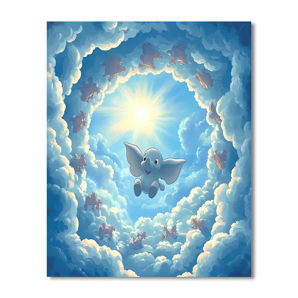 Dumbo Cloud Carousel Flight Disney Inspired painting number kit