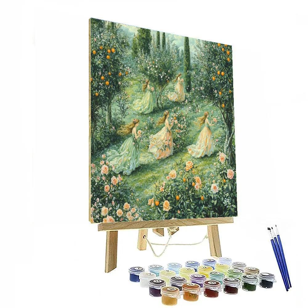Sandro Botticelli Inspired Springtime Garden Nymphs Numbered painting kits