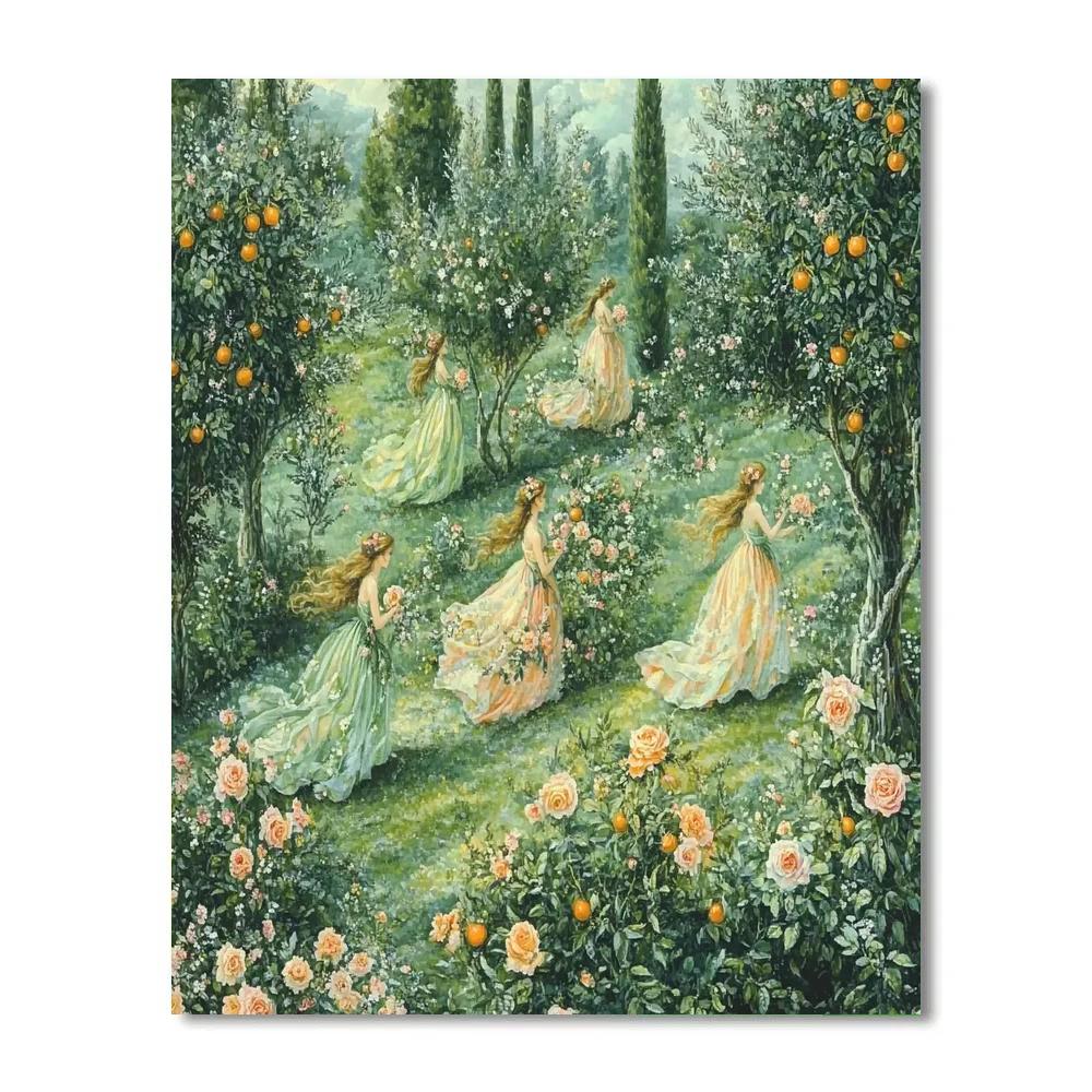 Sandro Botticelli Inspired Springtime Garden Nymphs Numbered painting kits