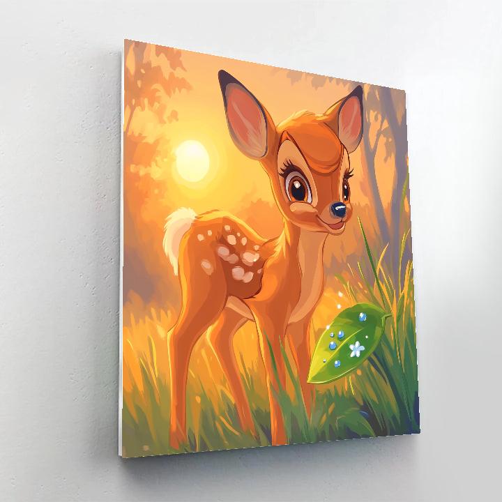 Bambi Spring Meadow Dew Drops Disney Inspired Number painting
